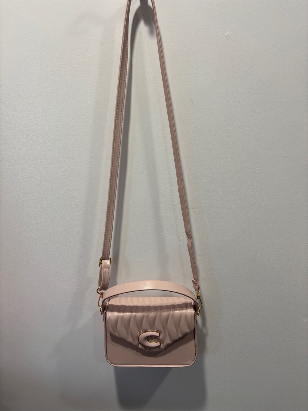 Quilted Convertible Crossbody Bag - Pale Pink